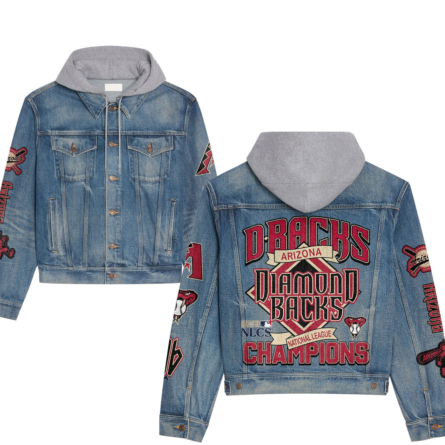 Arizona Diamondbacks Premium Hooded Denim Jacket New Collection AZBTHDJ000533