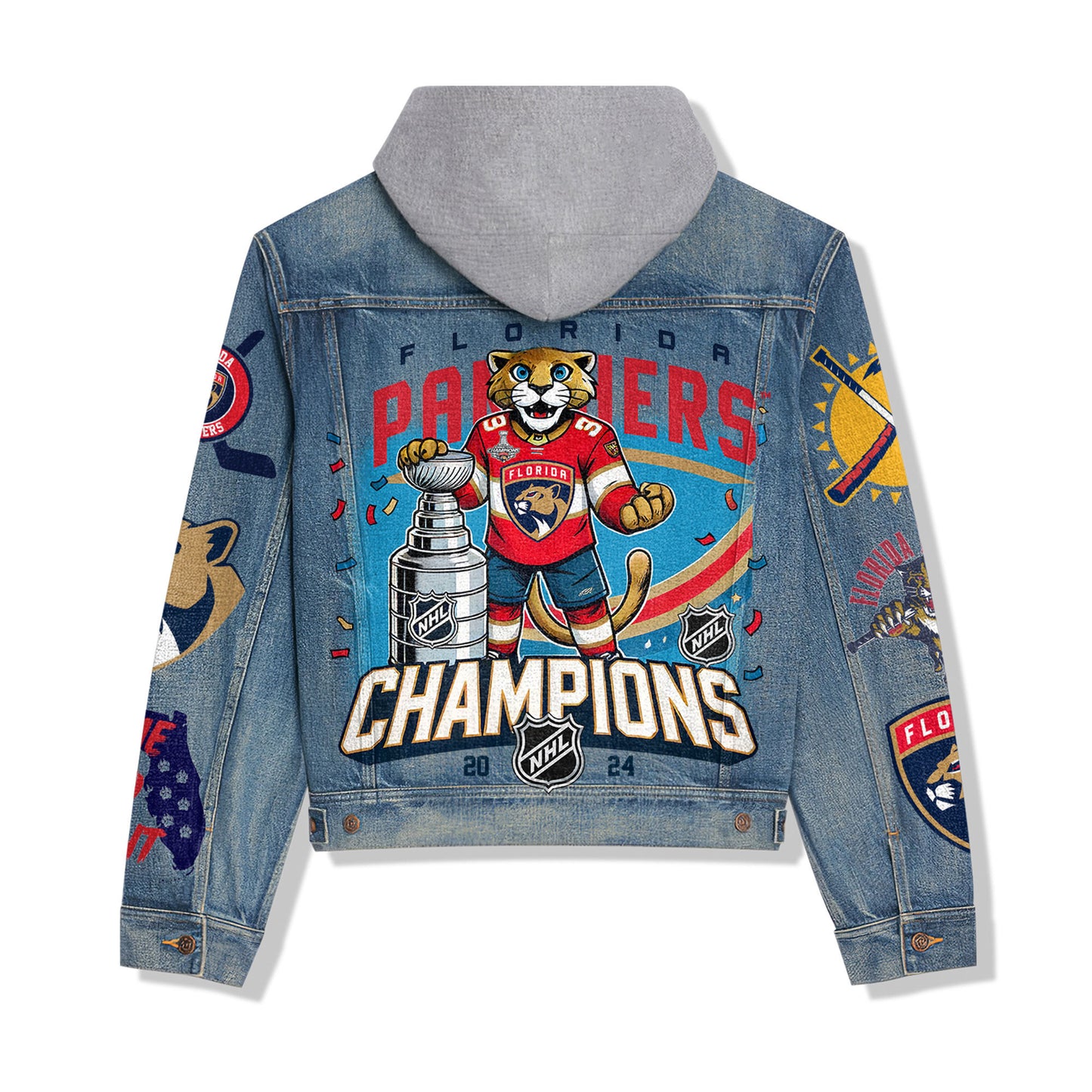 Florida Panthers Premium Hooded Denim Jacket New Collection AZBTHDJ000242