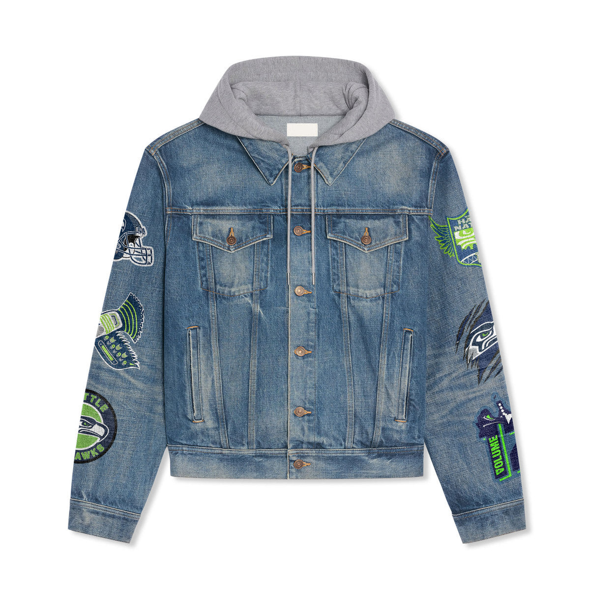 Seattle Seahawks Premium Hooded Denim Jacket New Collection AZBTHDJ000043