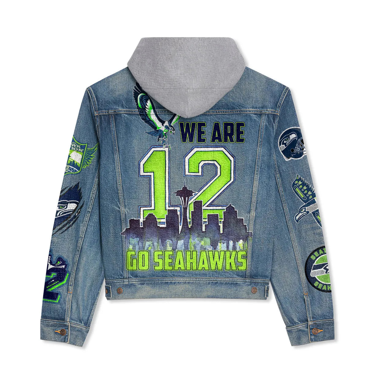 Seattle Seahawks Premium Hooded Denim Jacket New Collection AZBTHDJ000043