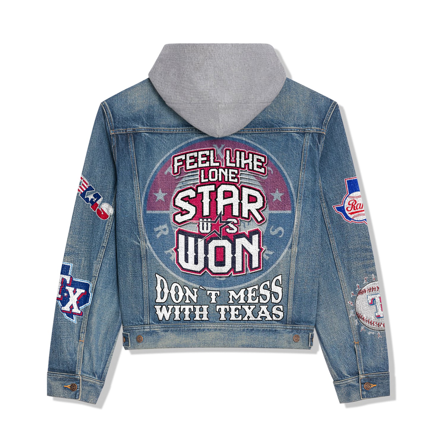 Texas Rangers Premium Hooded Denim Jacket New Collection AZBTHDJ000534