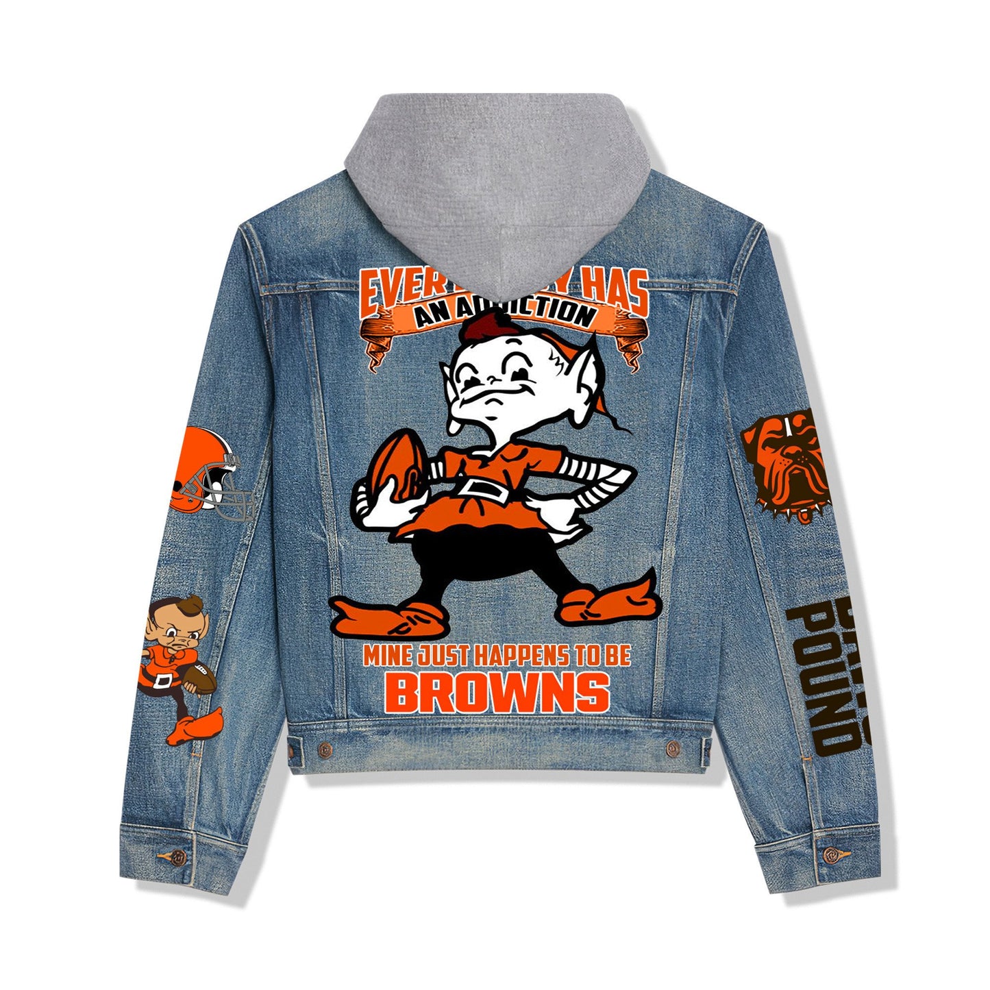 Cleveland Browns Premium Hooded Denim Jacket New Collection AZBTHDJ000044