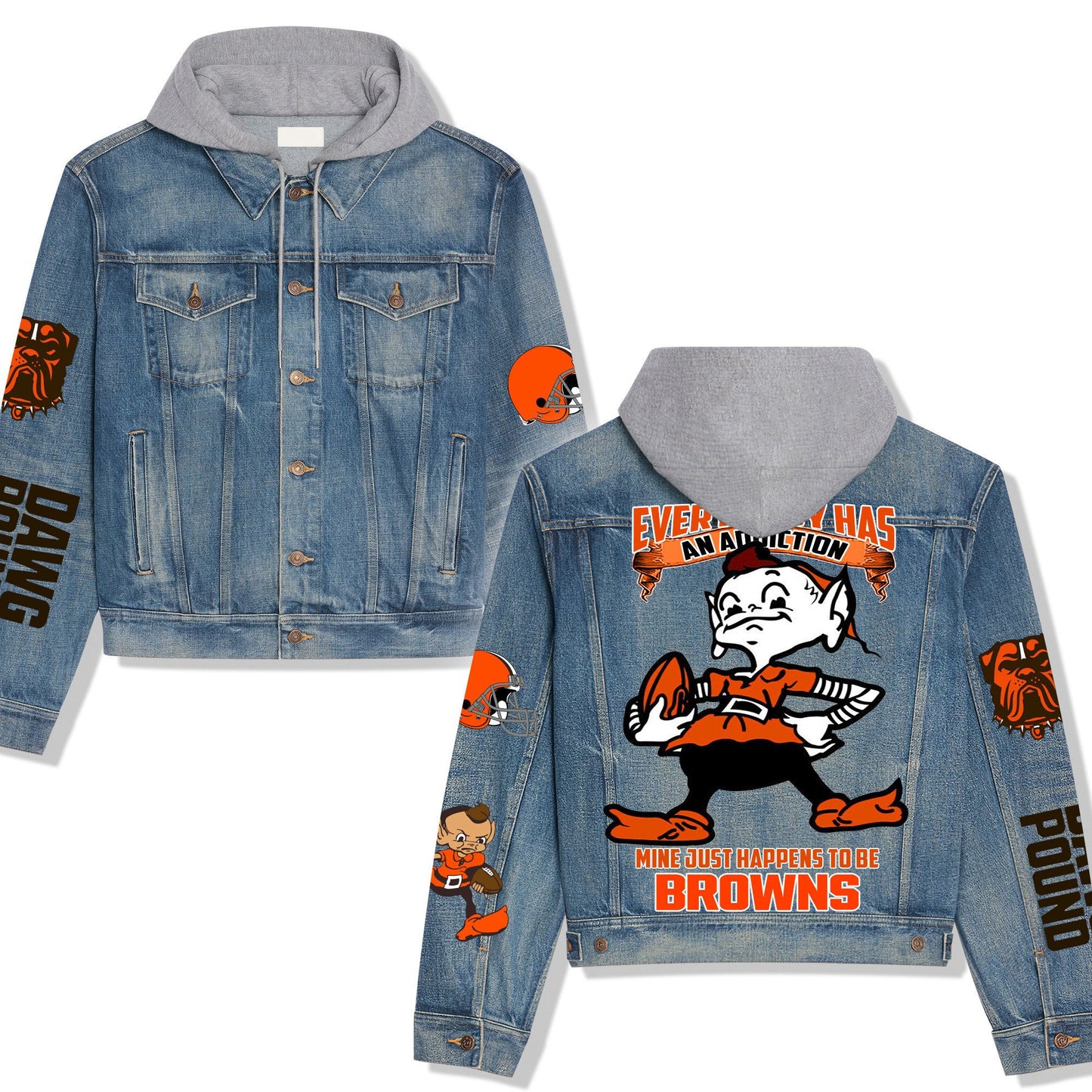 Cleveland Browns Premium Hooded Denim Jacket New Collection AZBTHDJ000044
