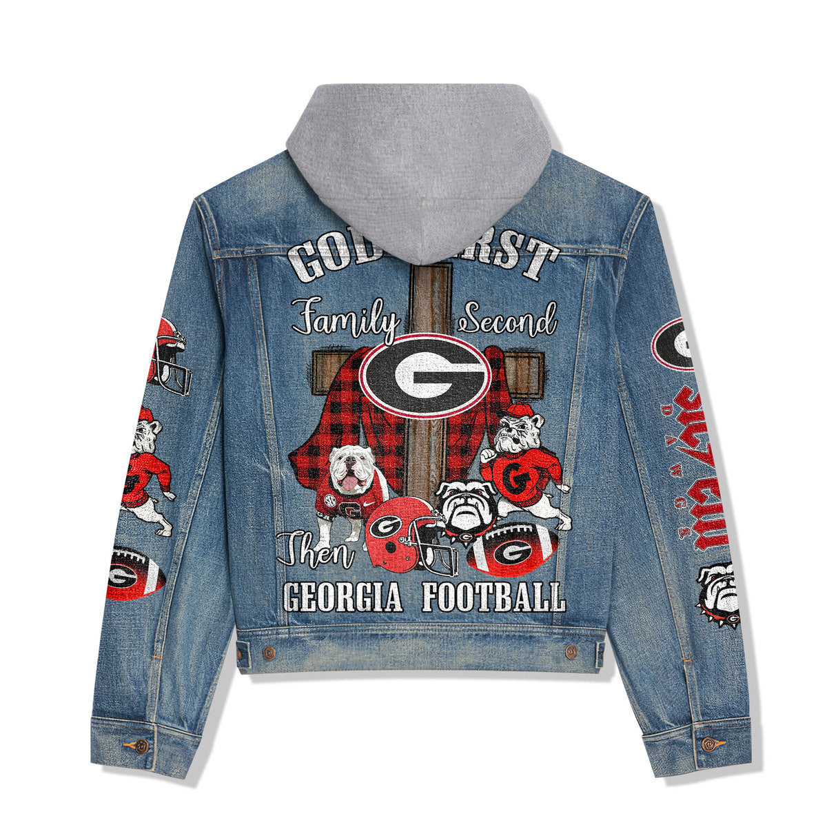 Georgia Bulldogs Premium Hooded Denim Jacket New Collection AZBTHDJ000336