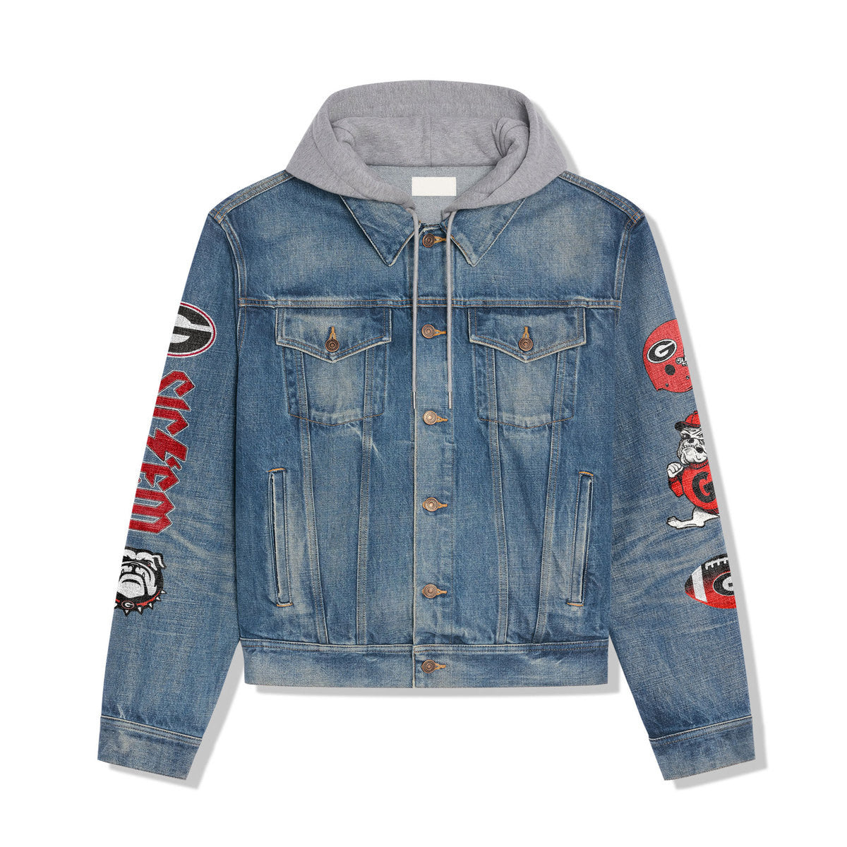 Georgia Bulldogs Premium Hooded Denim Jacket New Collection AZBTHDJ000336