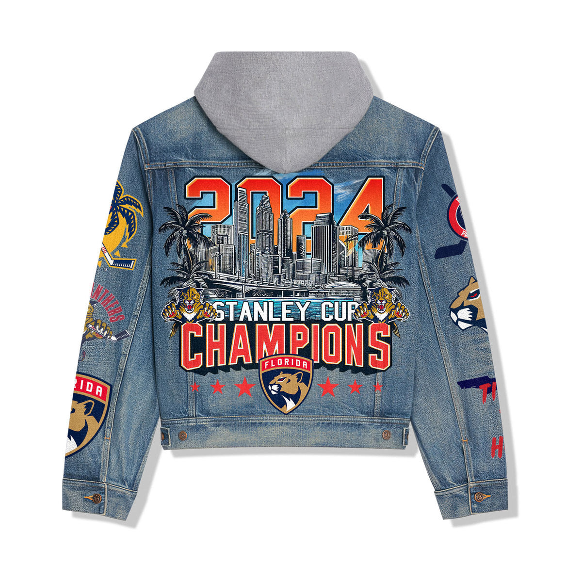 Florida Panthers Premium Hooded Denim Jacket New Collection AZBTHDJ000243