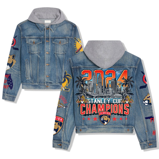 Florida Panthers Premium Hooded Denim Jacket New Collection AZBTHDJ000243