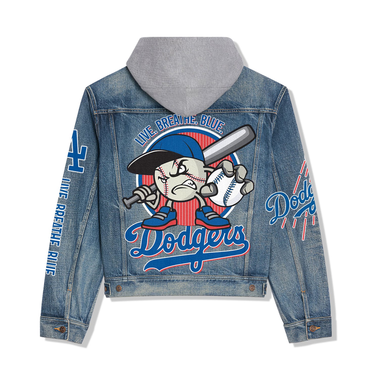 Los Angeles Dodgers Premium Hooded Denim Jacket New Collection AZBTHDJ000538