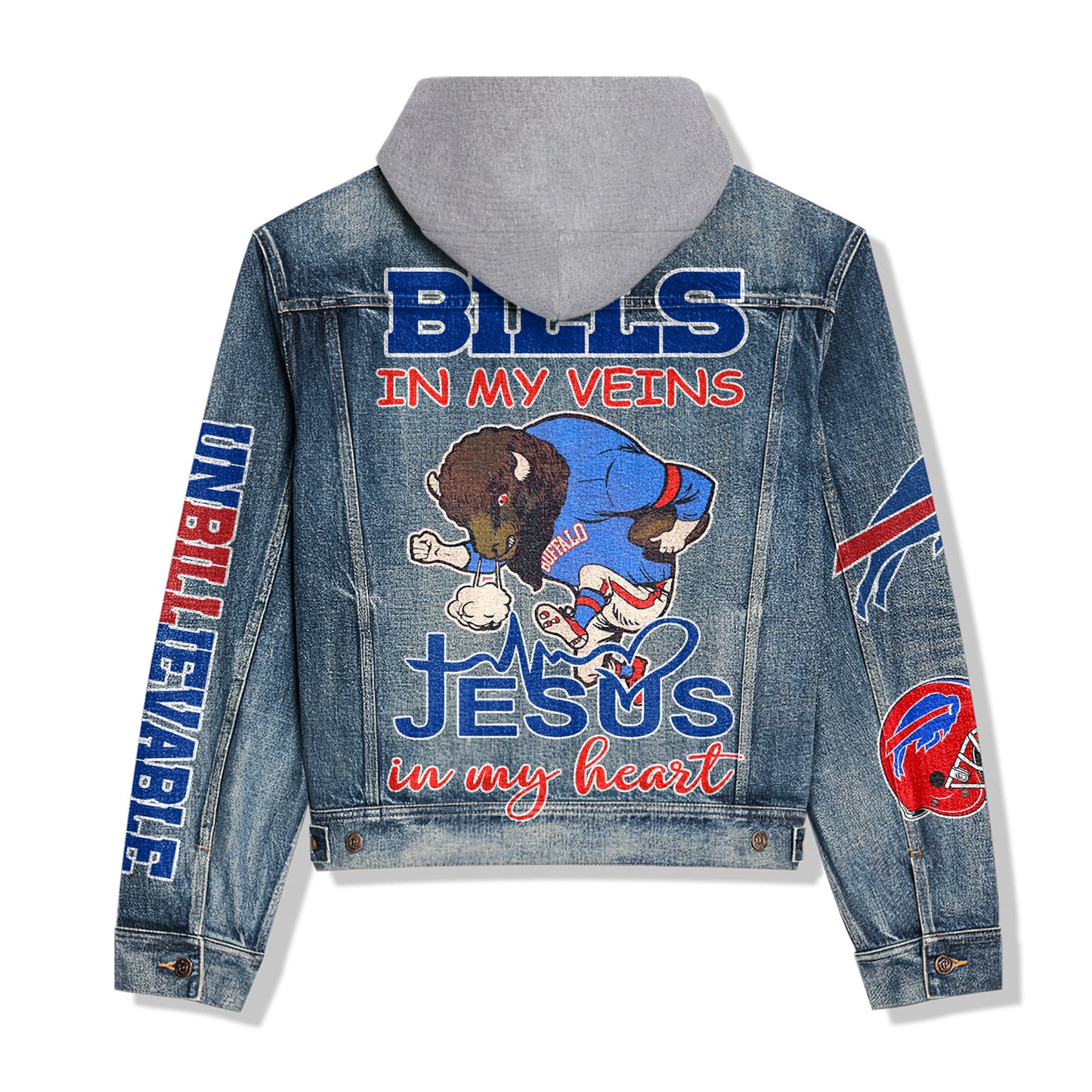Buffalo Bills Premium Hooded Denim Jacket New Collection AZBTHDJ000048