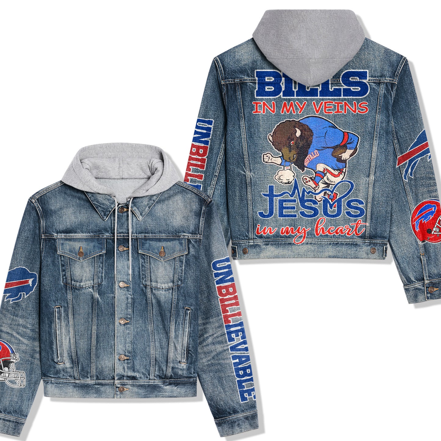 Buffalo Bills Premium Hooded Denim Jacket New Collection AZBTHDJ000048