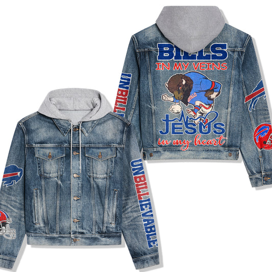 Buffalo Bills Premium Hooded Denim Jacket New Collection AZBTHDJ000048