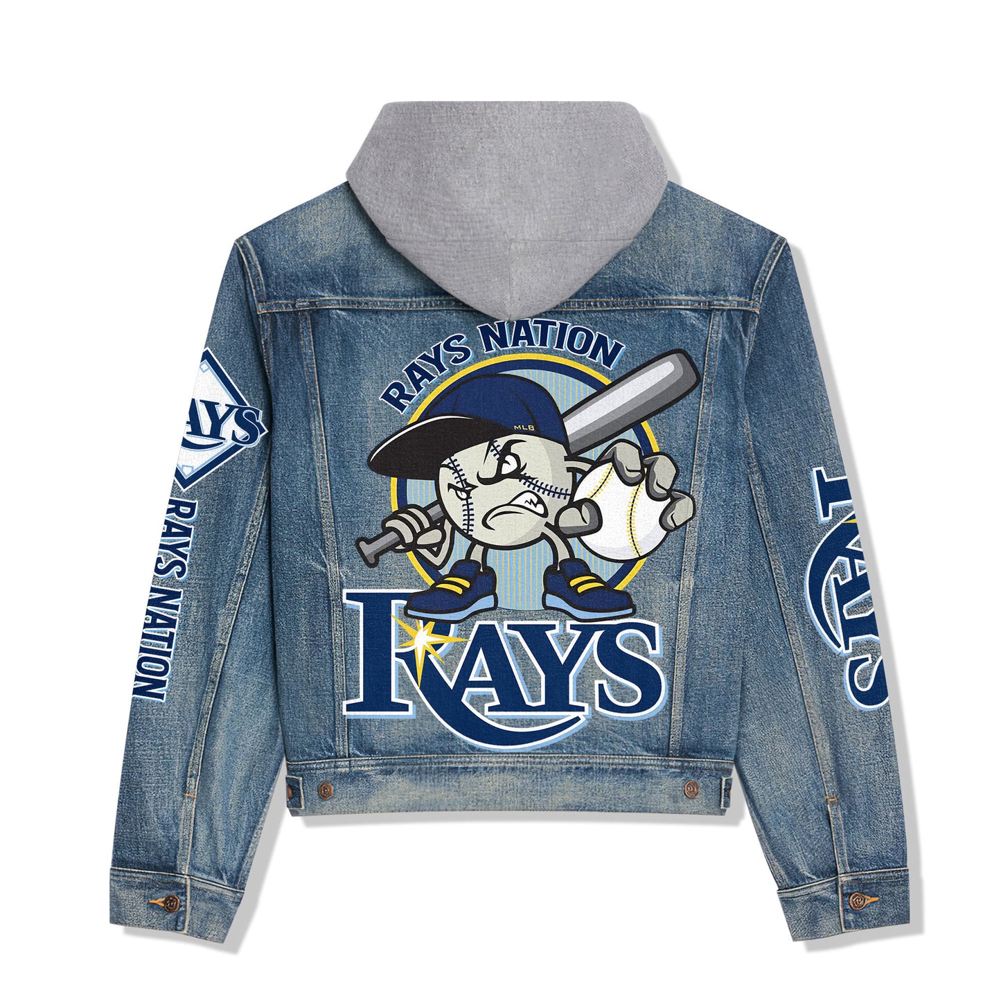 Tampa Bay Rays Premium Hooded Denim Jacket New Collection AZBTHDJ000535