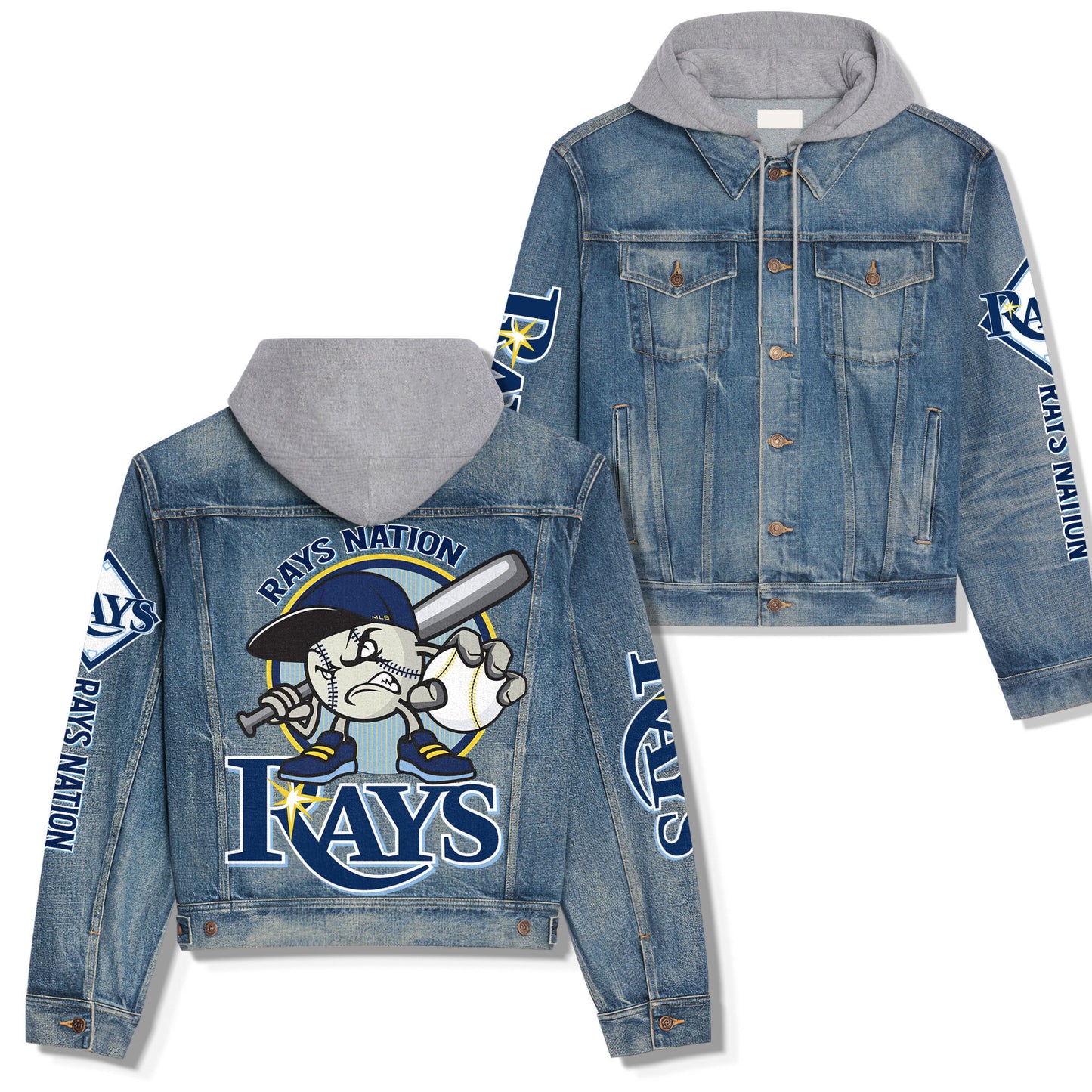 Tampa Bay Rays Premium Hooded Denim Jacket New Collection AZBTHDJ000535