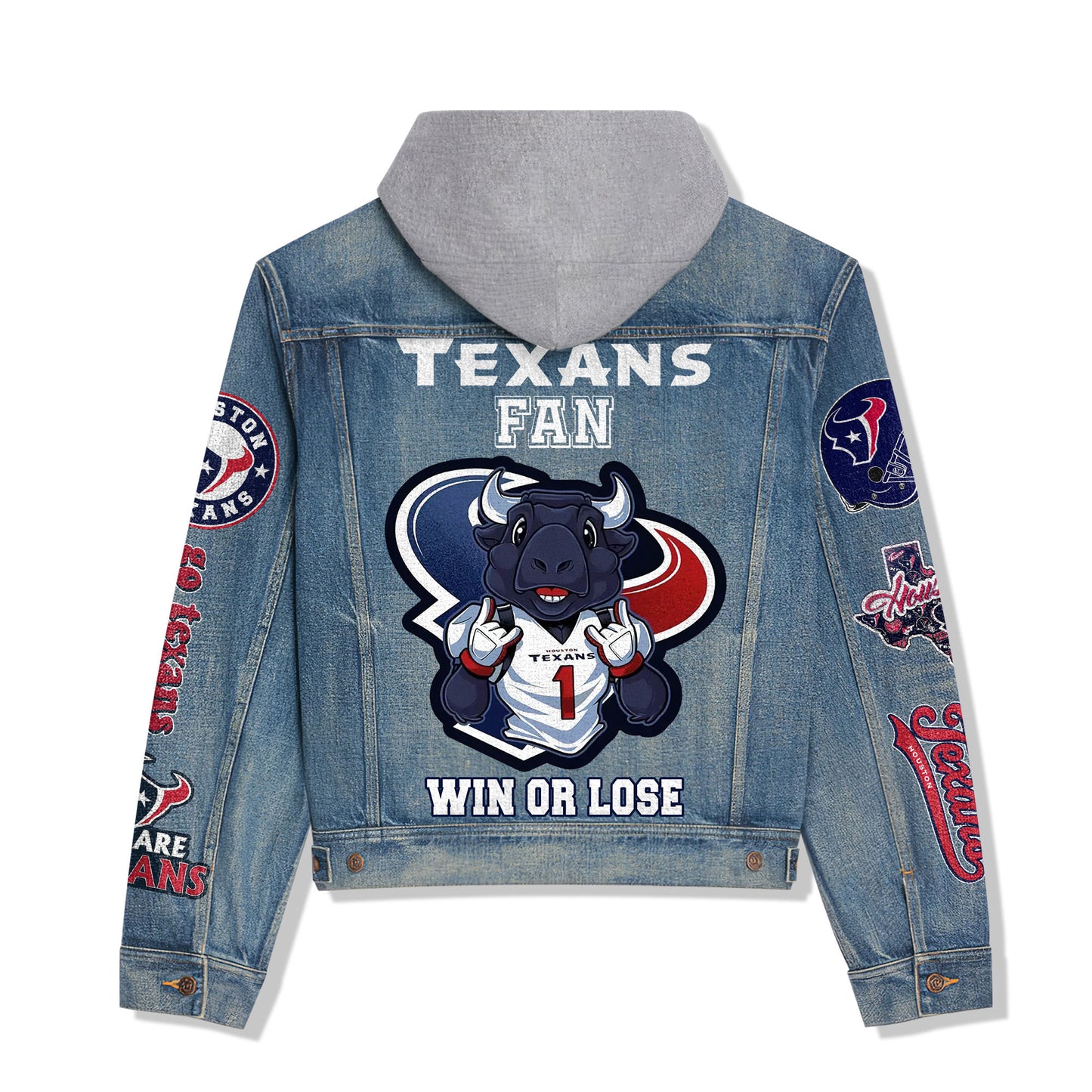 Houston Texans Premium Hooded Denim Jacket New Collection AZBTHDJ000046