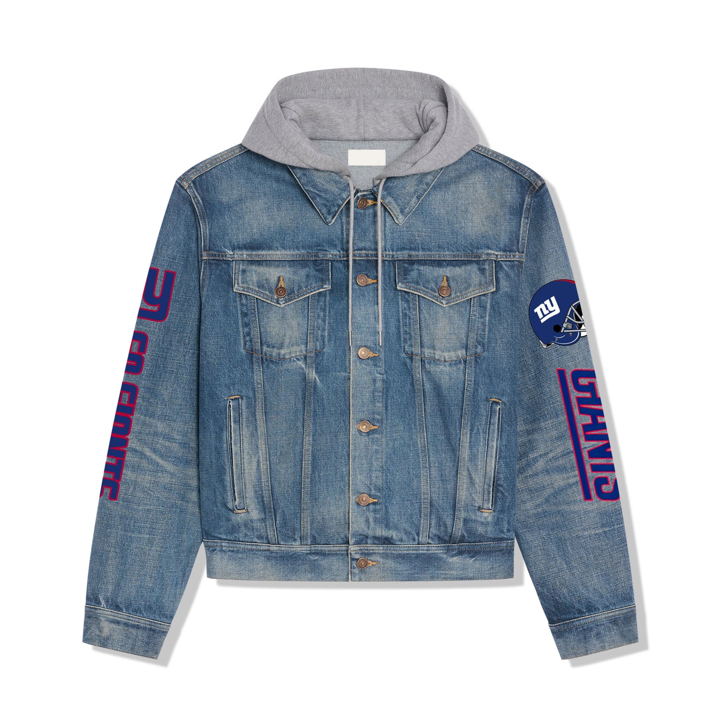 New York Giants Premium Hooded Denim Jacket New Collection AZBTHDJ000045