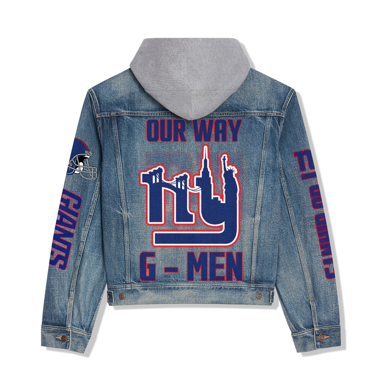 New York Giants Premium Hooded Denim Jacket New Collection AZBTHDJ000045