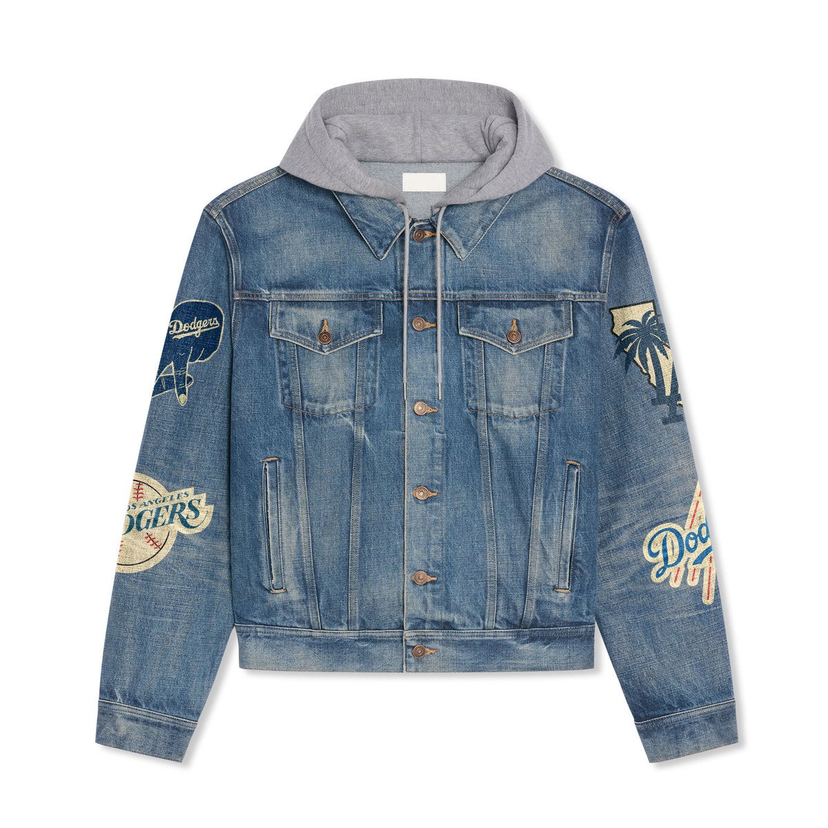Los Angeles Dodgers Premium Hooded Denim Jacket New Collection AZBTHDJ000536