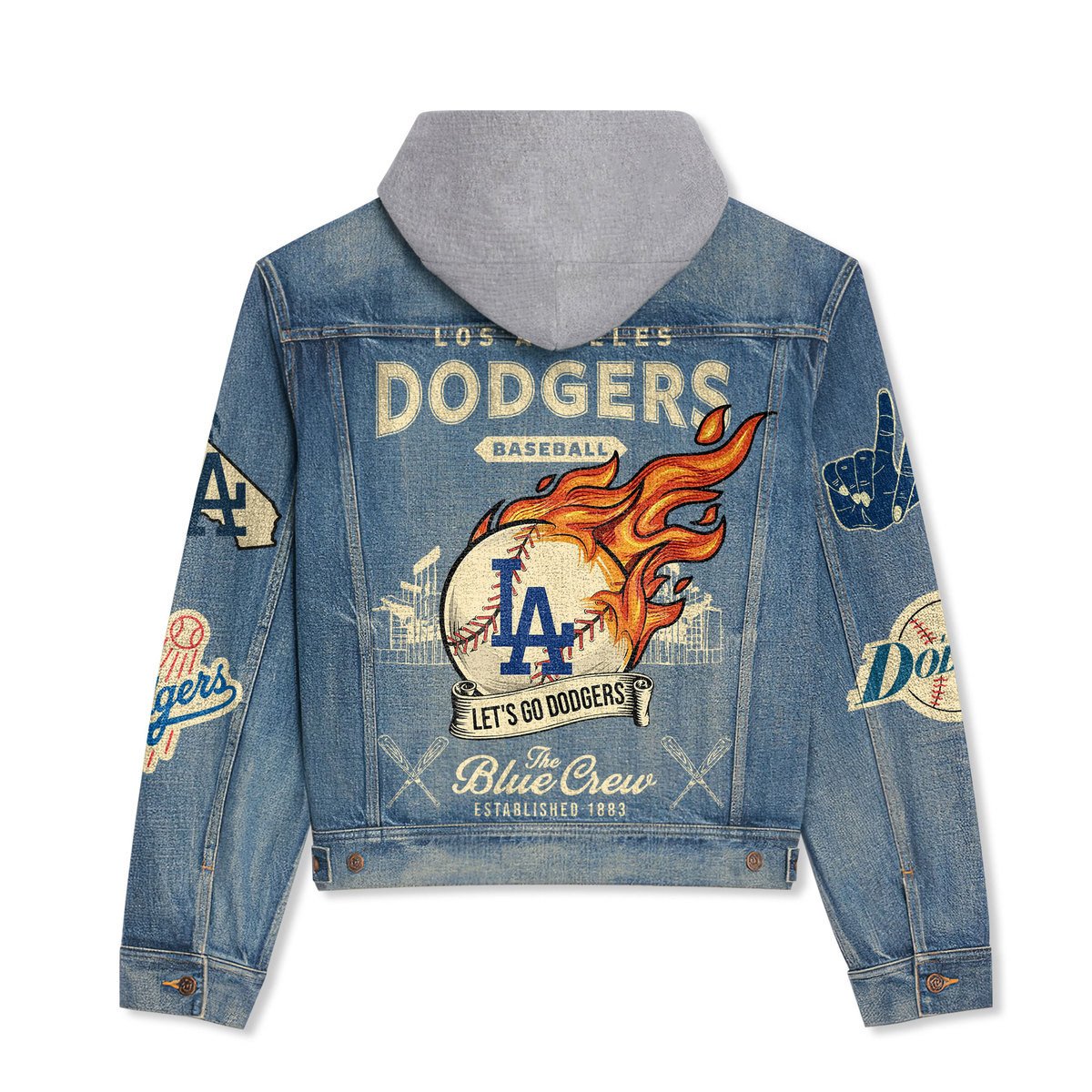 Los Angeles Dodgers Premium Hooded Denim Jacket New Collection AZBTHDJ000536