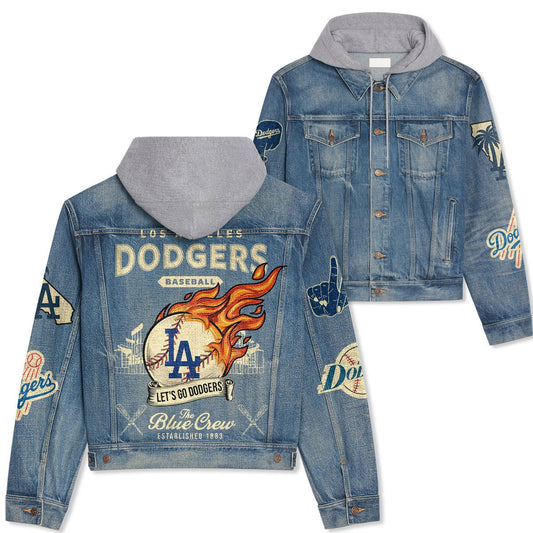Los Angeles Dodgers Premium Hooded Denim Jacket New Collection AZBTHDJ000536