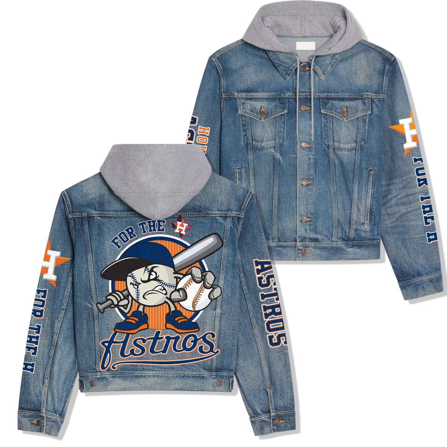 Houston Astros Premium Hooded Denim Jacket New Collection AZBTHDJ000524