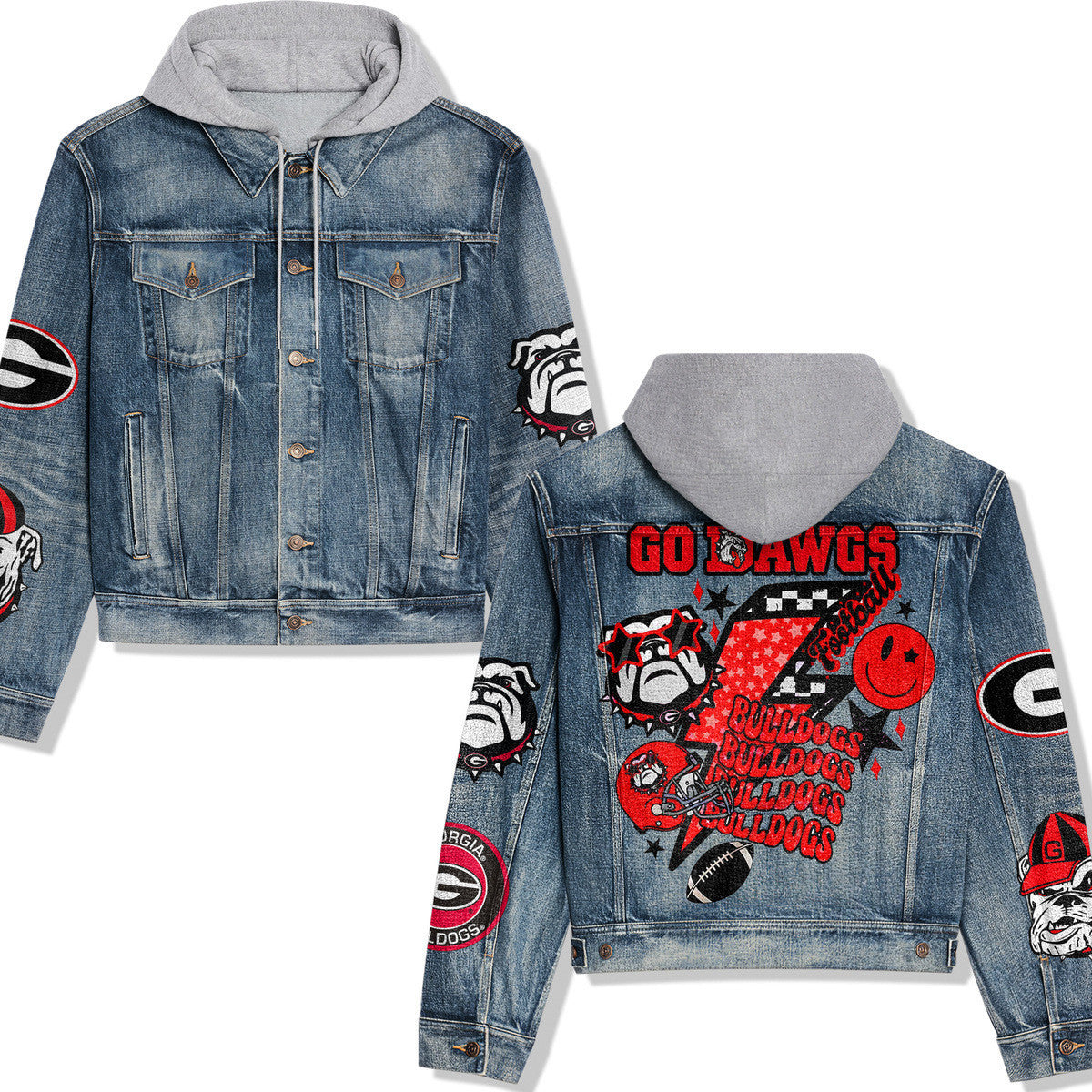 Georgia Bulldogs Premium Hooded Denim Jacket New Collection AZBTHDJ000341
