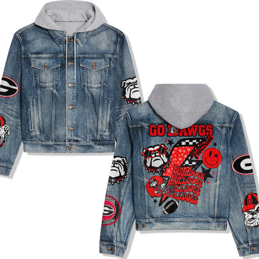 Georgia Bulldogs Premium Hooded Denim Jacket New Collection AZBTHDJ000341