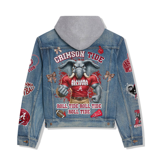 Abama Crimson Tide Premium Hooded Denim Jacket New Collection AZBTHDJ000315