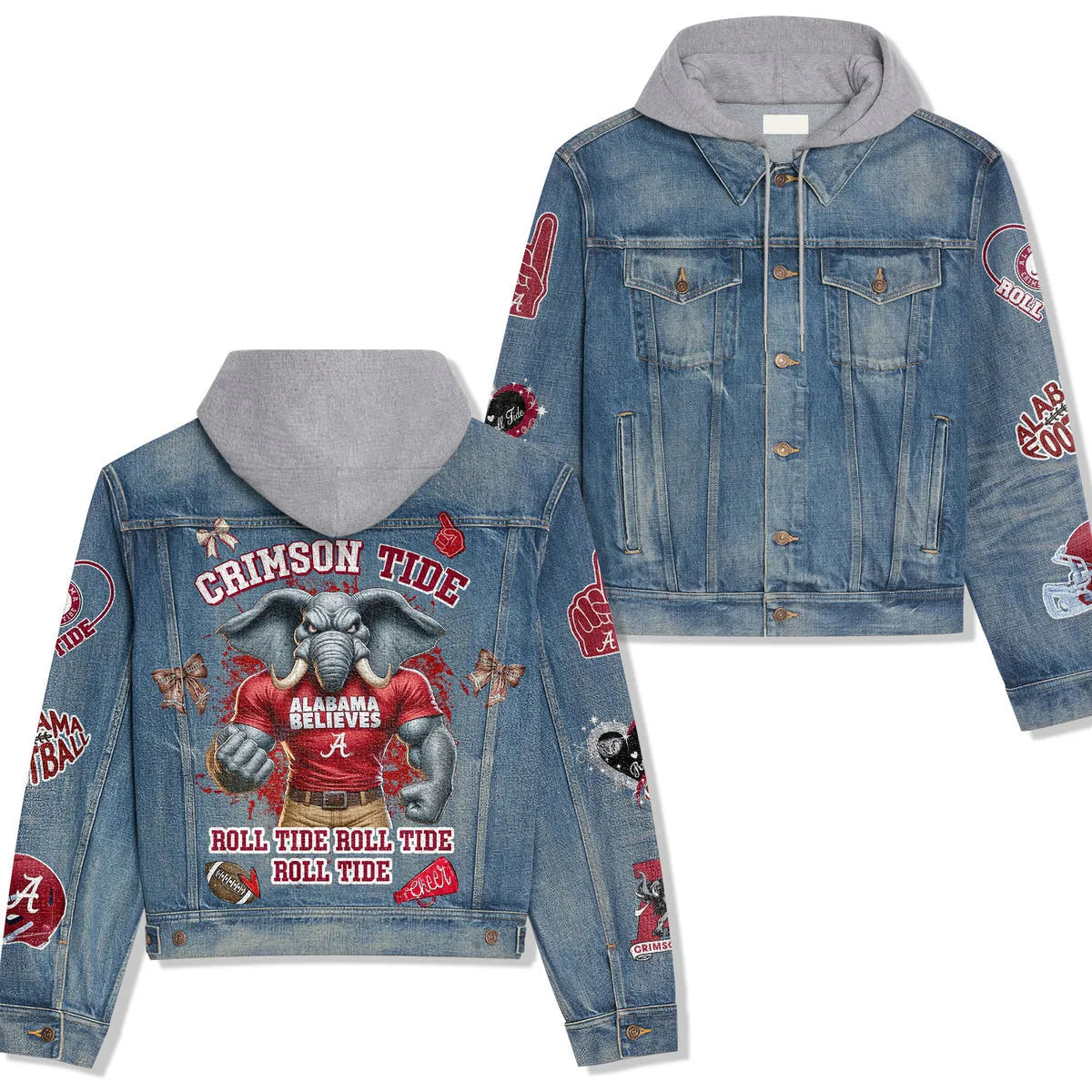 Abama Crimson Tide Premium Hooded Denim Jacket New Collection AZBTHDJ000315