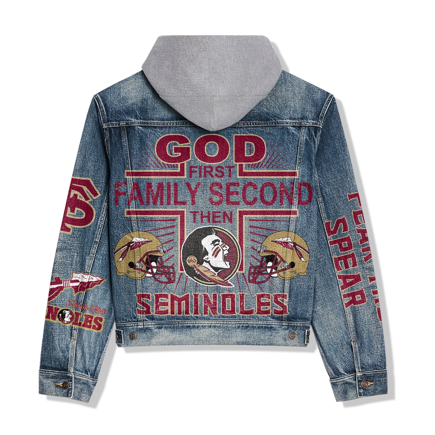 Florida State Seminoles Premium Hooded Denim Jacket New Collection AZBTHDJ000316