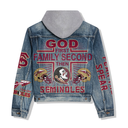 Florida State Seminoles Premium Hooded Denim Jacket New Collection AZBTHDJ000316
