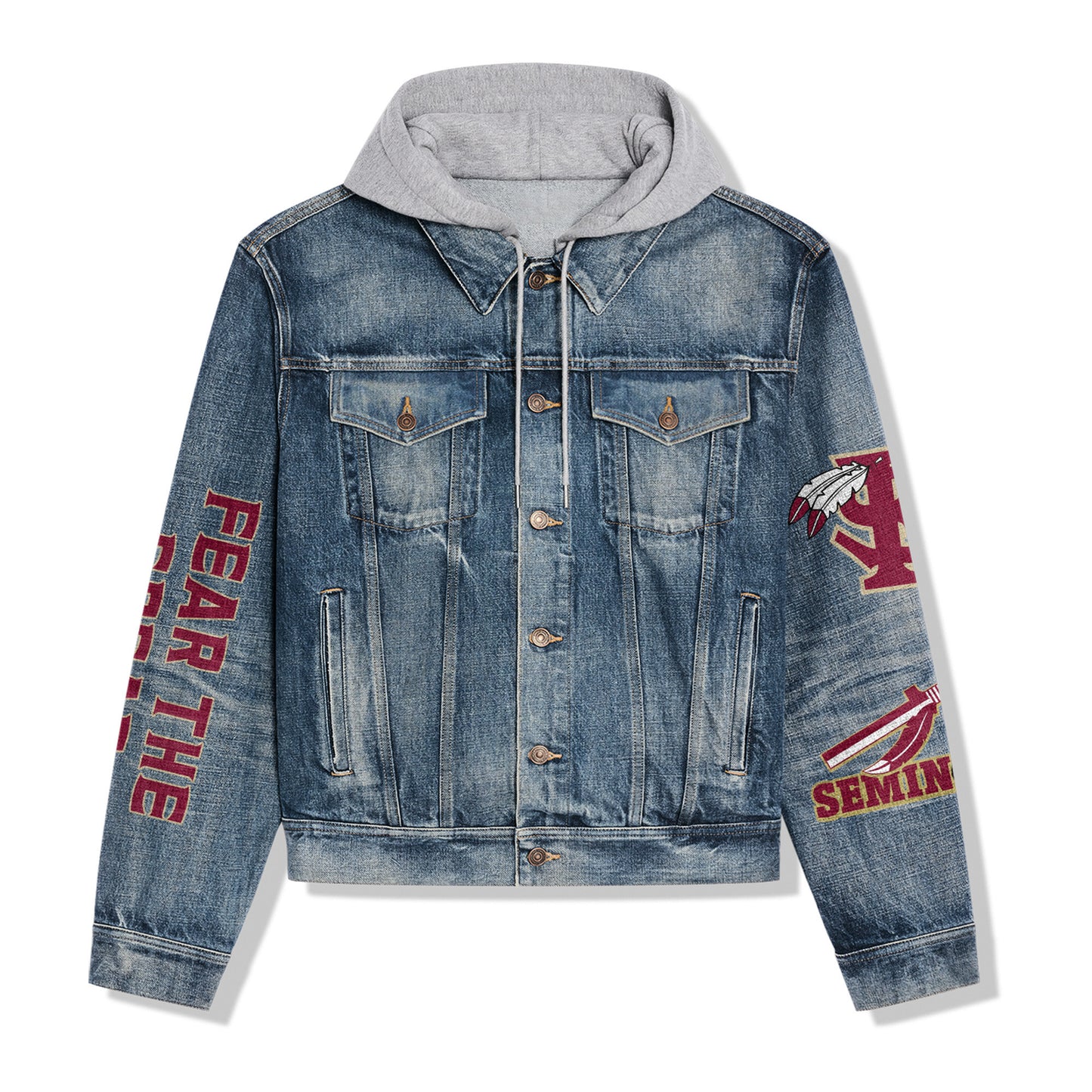 Florida State Seminoles Premium Hooded Denim Jacket New Collection AZBTHDJ000316