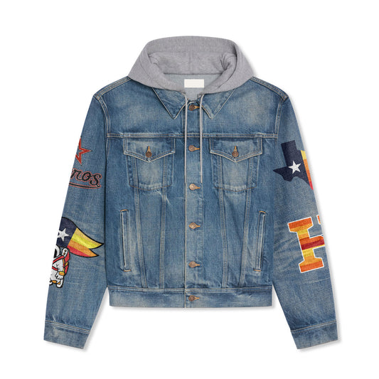 Houston Astros Premium Hooded Denim Jacket New Collection AZBTHDJ000525
