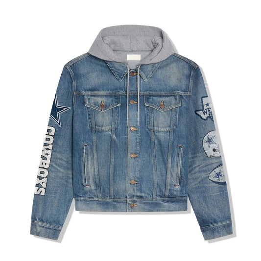 Dallas Cowboys Premium Hooded Denim Jacket New Collection AZBTHDJ000002