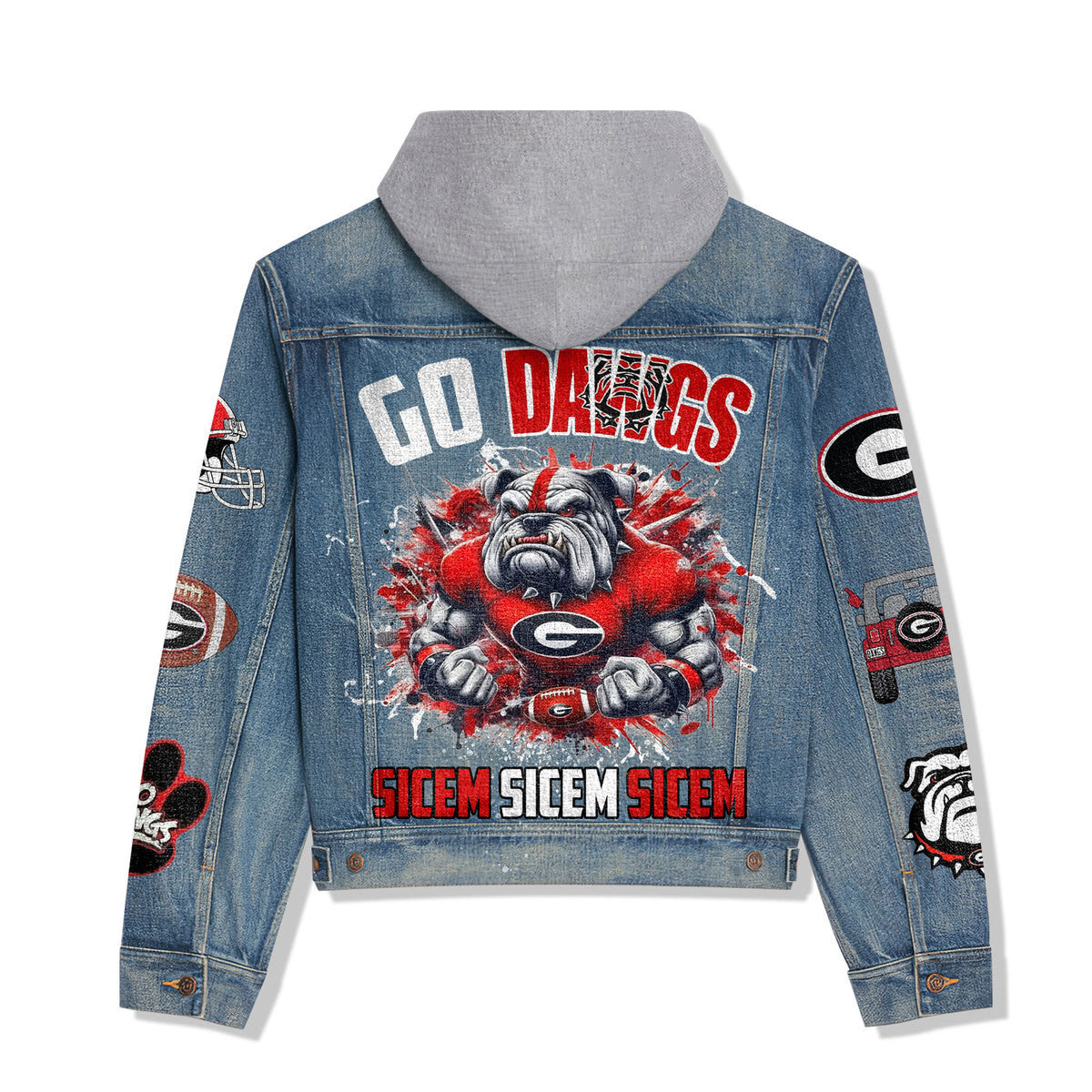 Georgia Bulldogs Premium Hooded Denim Jacket New Collection AZBTHDJ000317