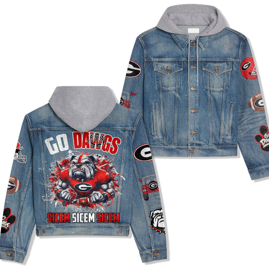 Georgia Bulldogs Premium Hooded Denim Jacket New Collection AZBTHDJ000317