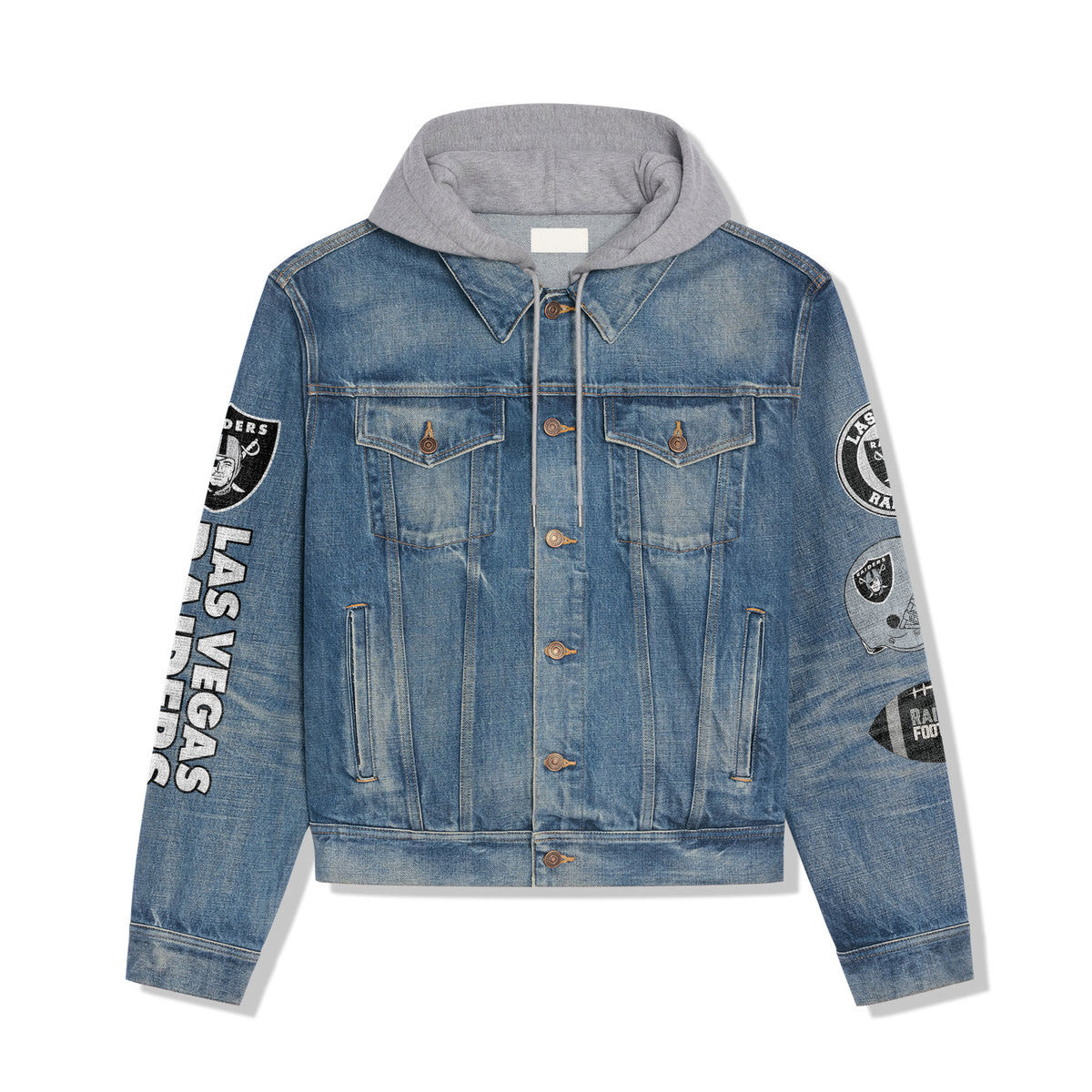 Las Vegas Raiders Premium Hooded Denim Jacket New Collection AZBTHDJ000004