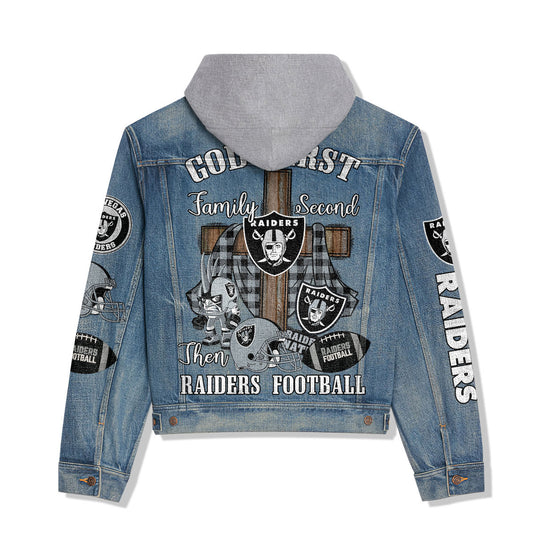 Las Vegas Raiders Premium Hooded Denim Jacket New Collection AZBTHDJ000004
