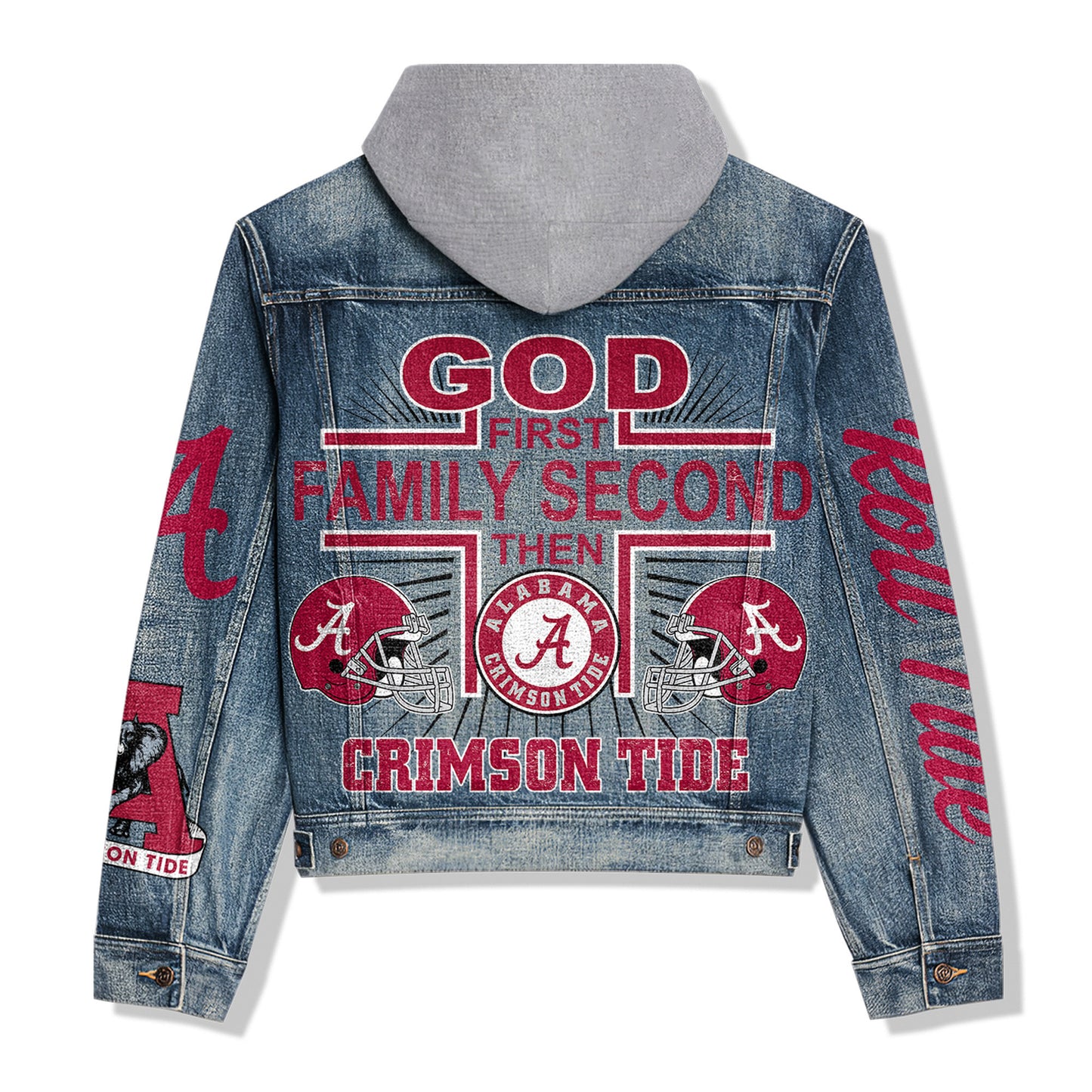 Abama Crimson Tide Premium Hooded Denim Jacket New Collection AZBTHDJ000320