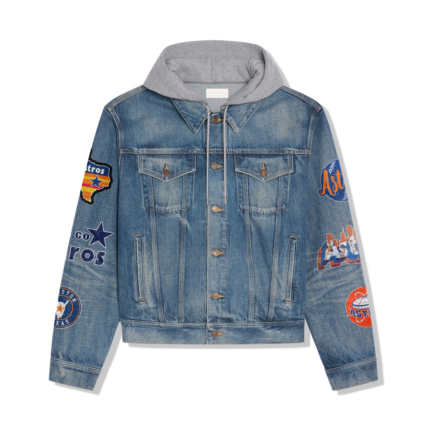 Houston Astros Premium Hooded Denim Jacket New Collection AZBTHDJ000526