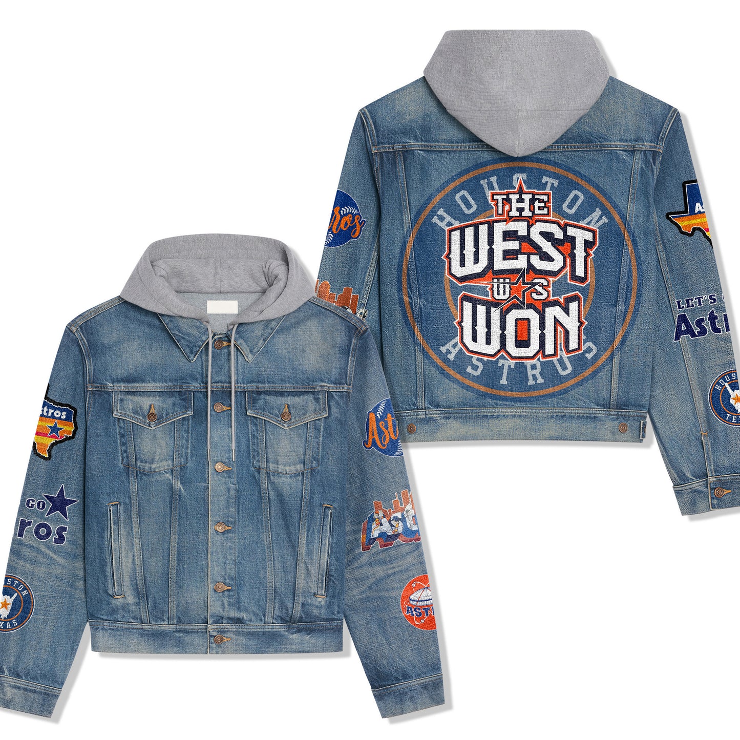 Houston Astros Premium Hooded Denim Jacket New Collection AZBTHDJ000526