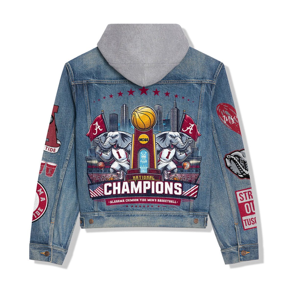Abama Crimson Tide Premium Hooded Denim Jacket New Collection AZBTHDJ000323