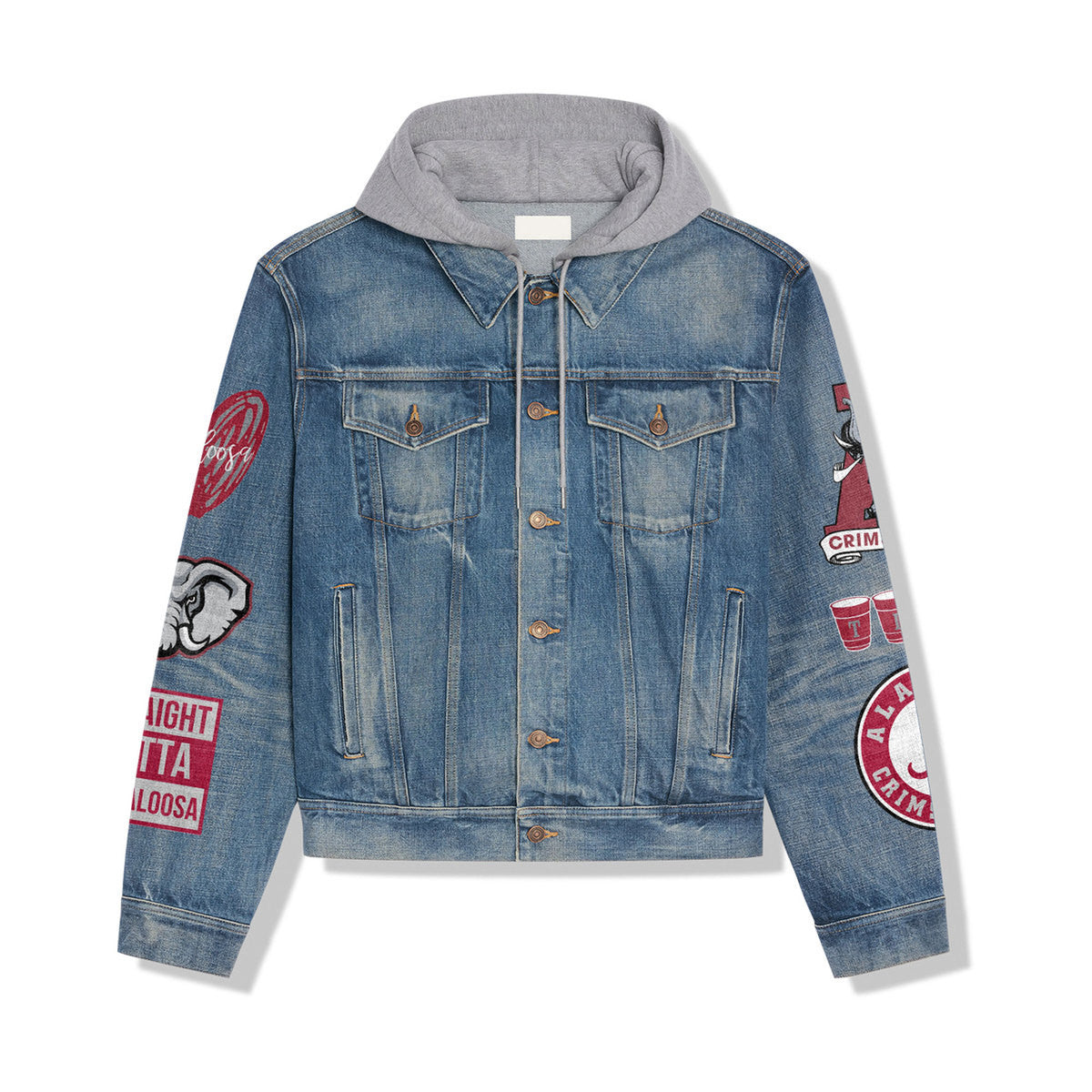 Abama Crimson Tide Premium Hooded Denim Jacket New Collection AZBTHDJ000323