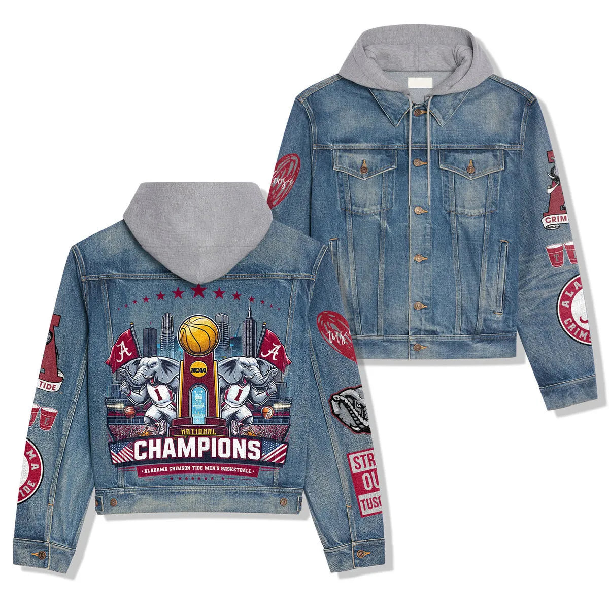 Abama Crimson Tide Premium Hooded Denim Jacket New Collection AZBTHDJ000323