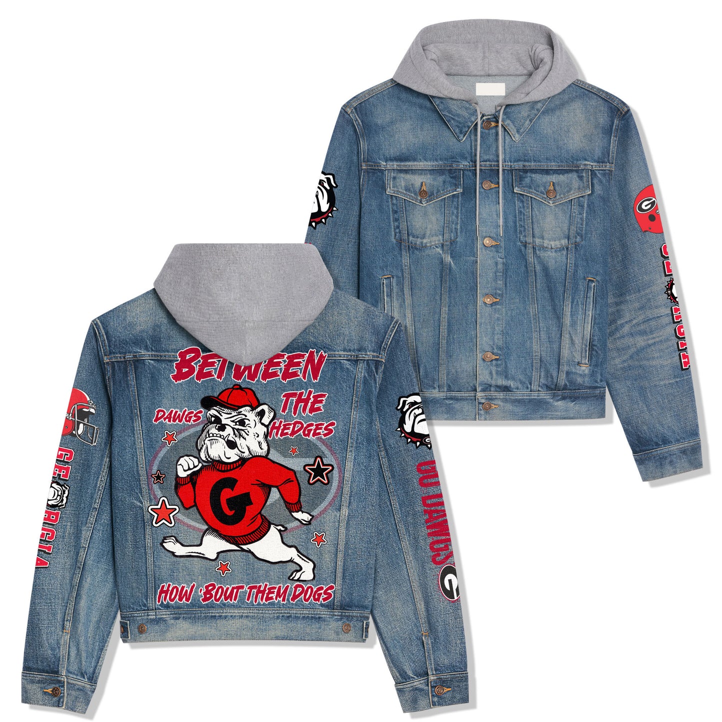 Georgia Bulldogs Premium Hooded Denim Jacket New Collection AZBTHDJ000322