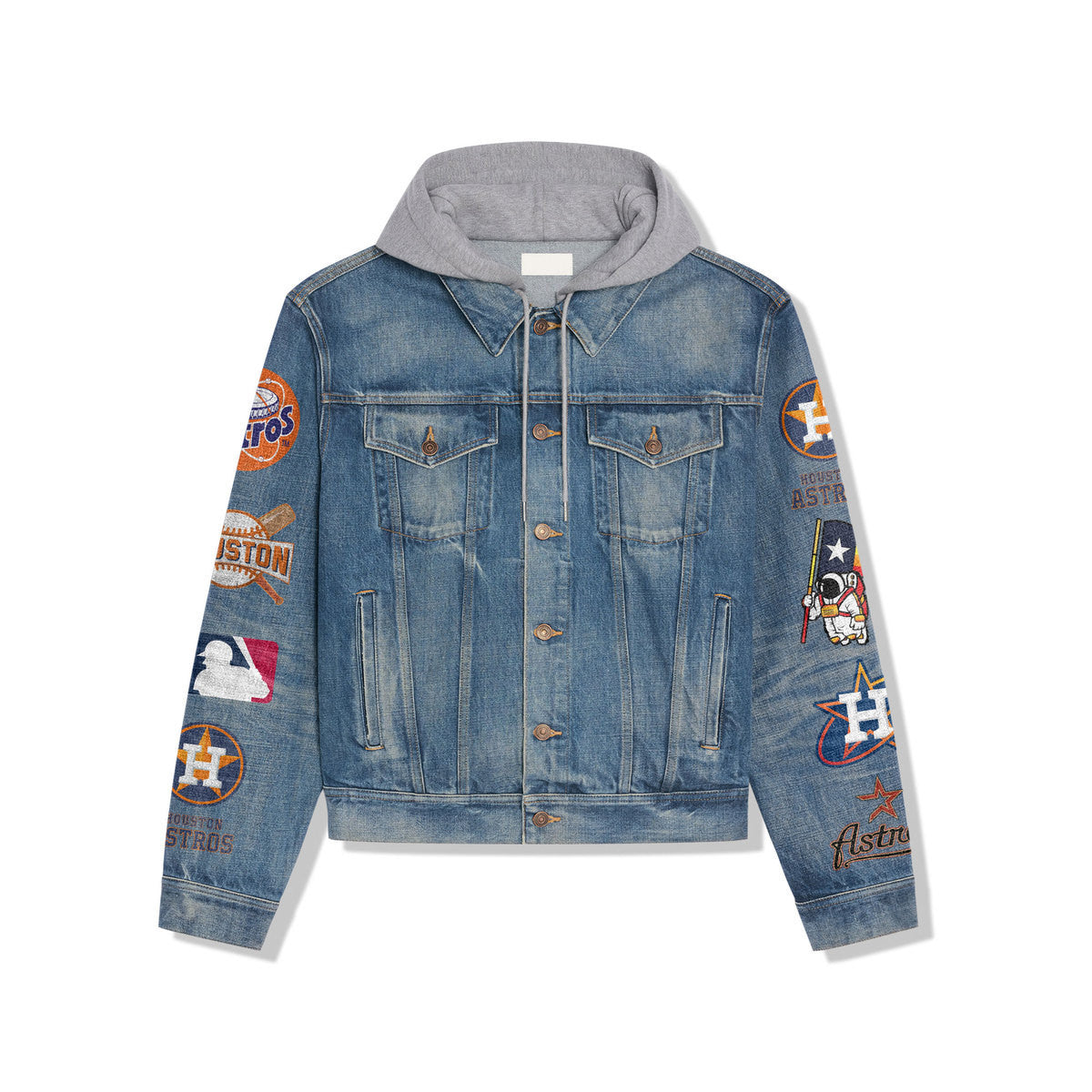 Houston Astros Premium Hooded Denim Jacket New Collection AZBTHDJ000527