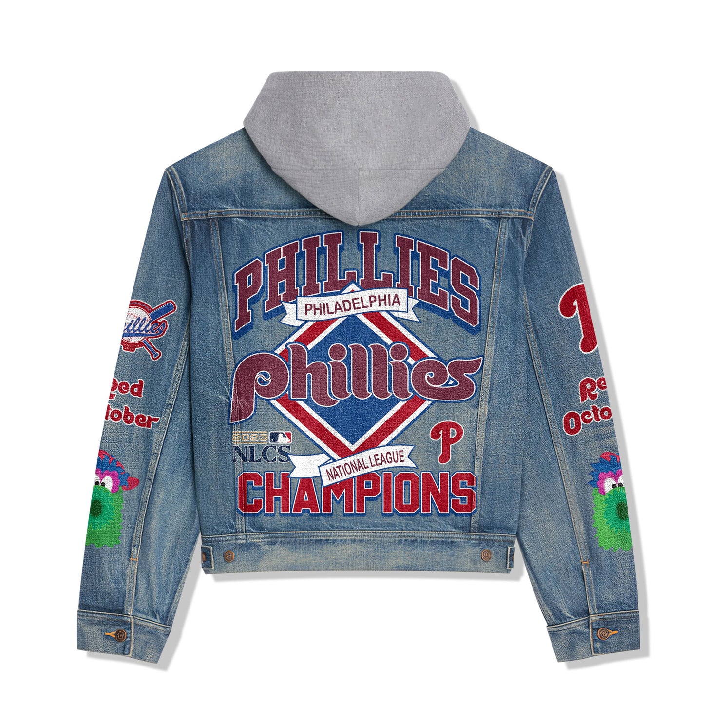 Phidelphia Phillies Premium Hooded Denim Jacket New Collection AZBTHDJ000528
