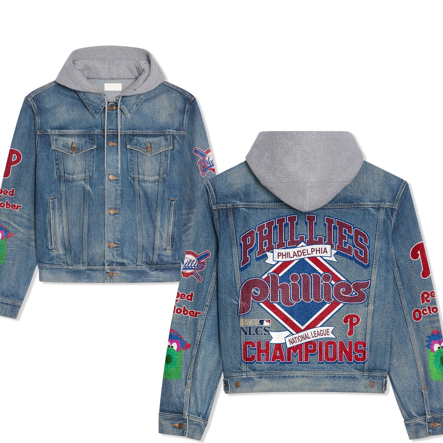 Phidelphia Phillies Premium Hooded Denim Jacket New Collection AZBTHDJ000528