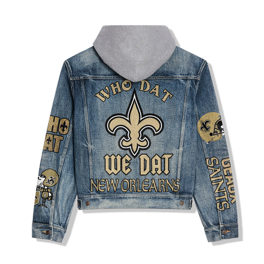 New Orleans Saints Premium Hooded Denim Jacket New Collection AZBTHDJ000007