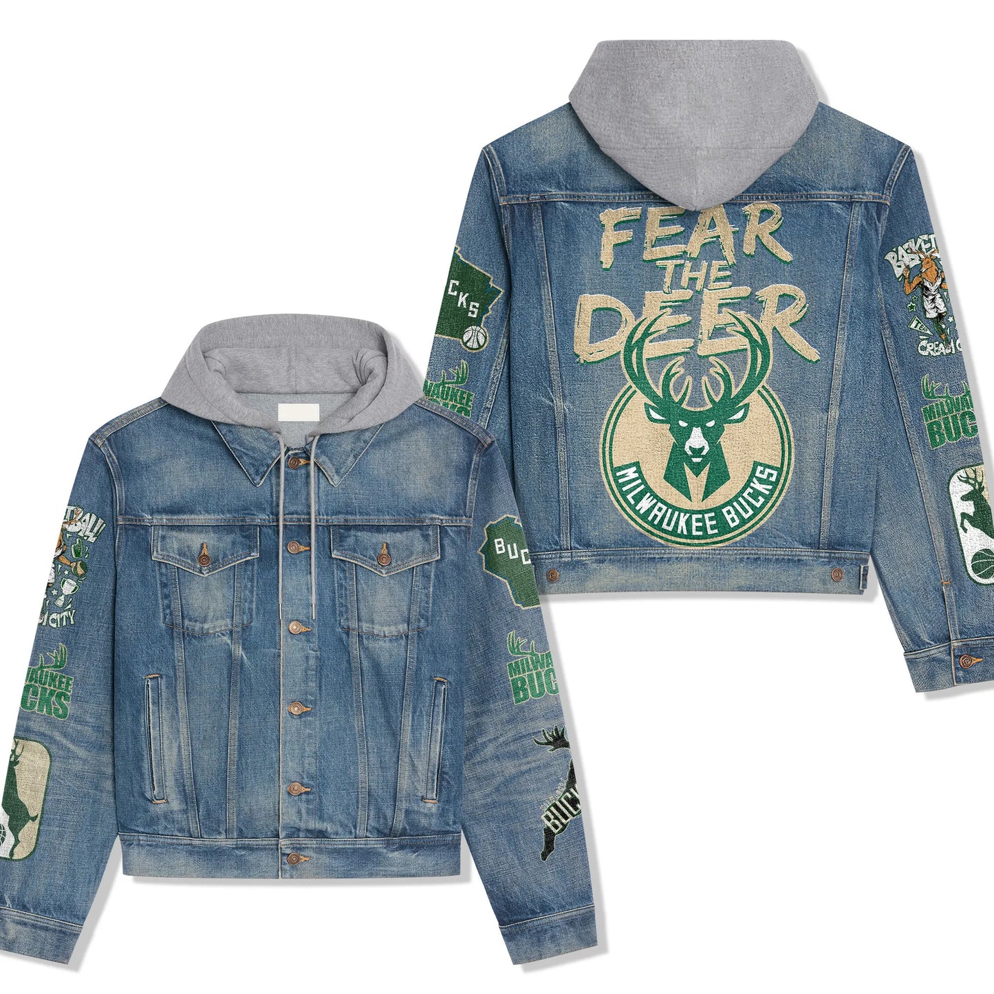 Milwaukee Bucks Premium Hooded Denim Jacket New Collection AZBTHDJ000305