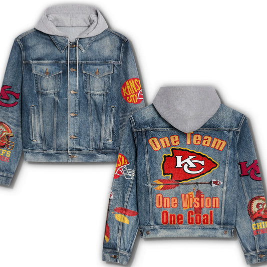 Kansas City Chiefs Premium Hooded Denim Jacket New Collection AZBTHDJ000012